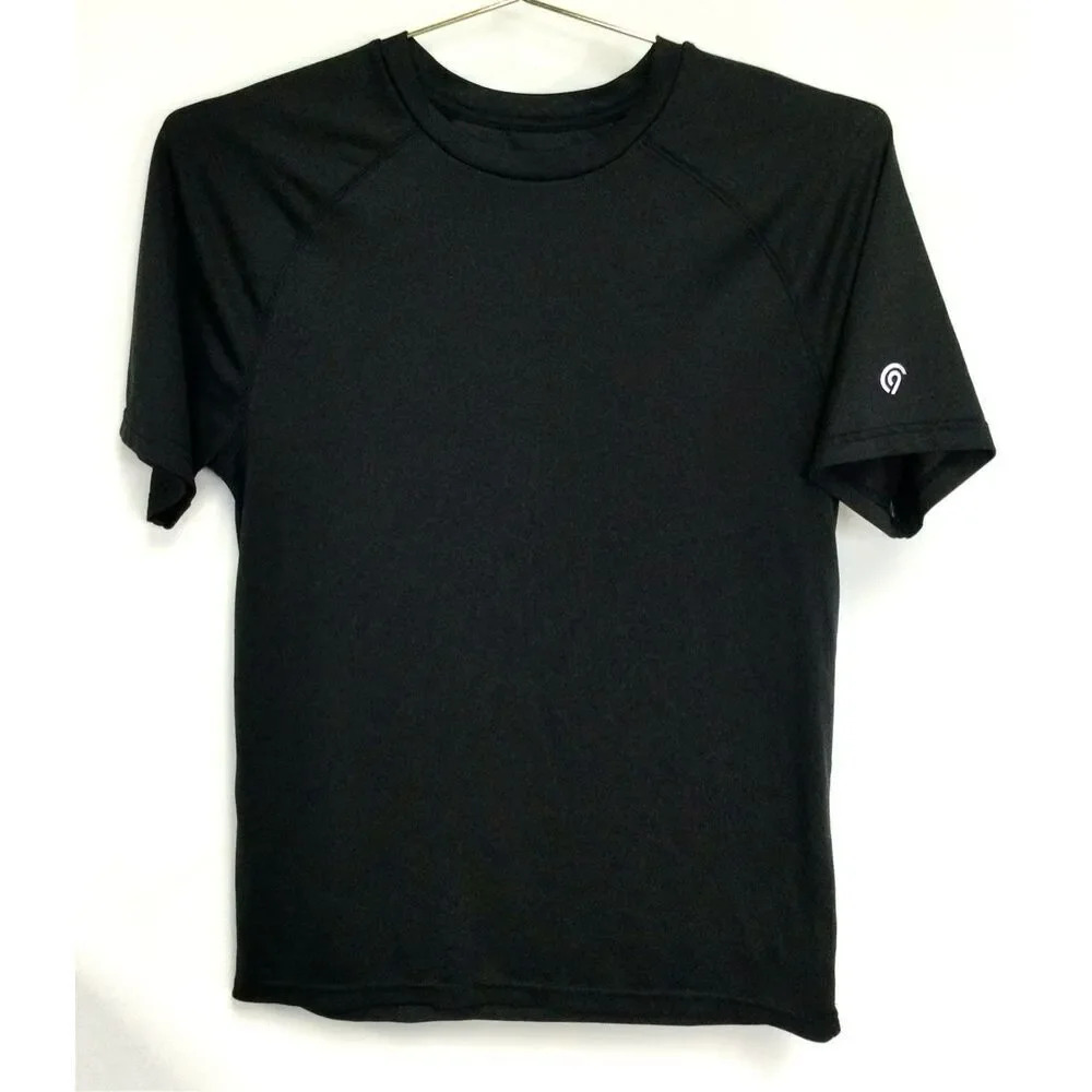 Champion Mens Black Crew Neck Short Raglan Sleeve Jersey T-Shirt Size Small